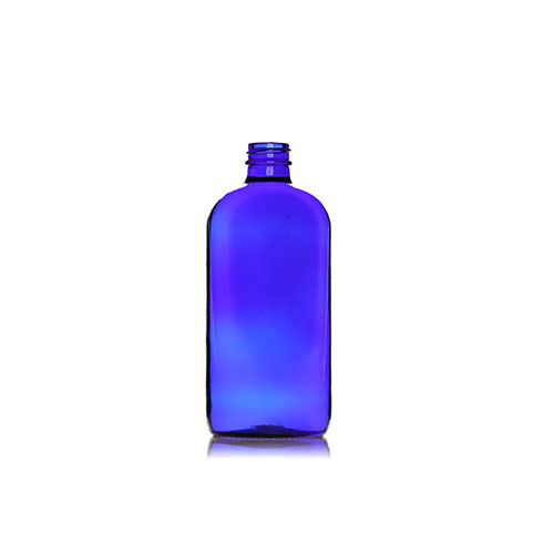 4 OZ Blue Boston Round Glass Bottle