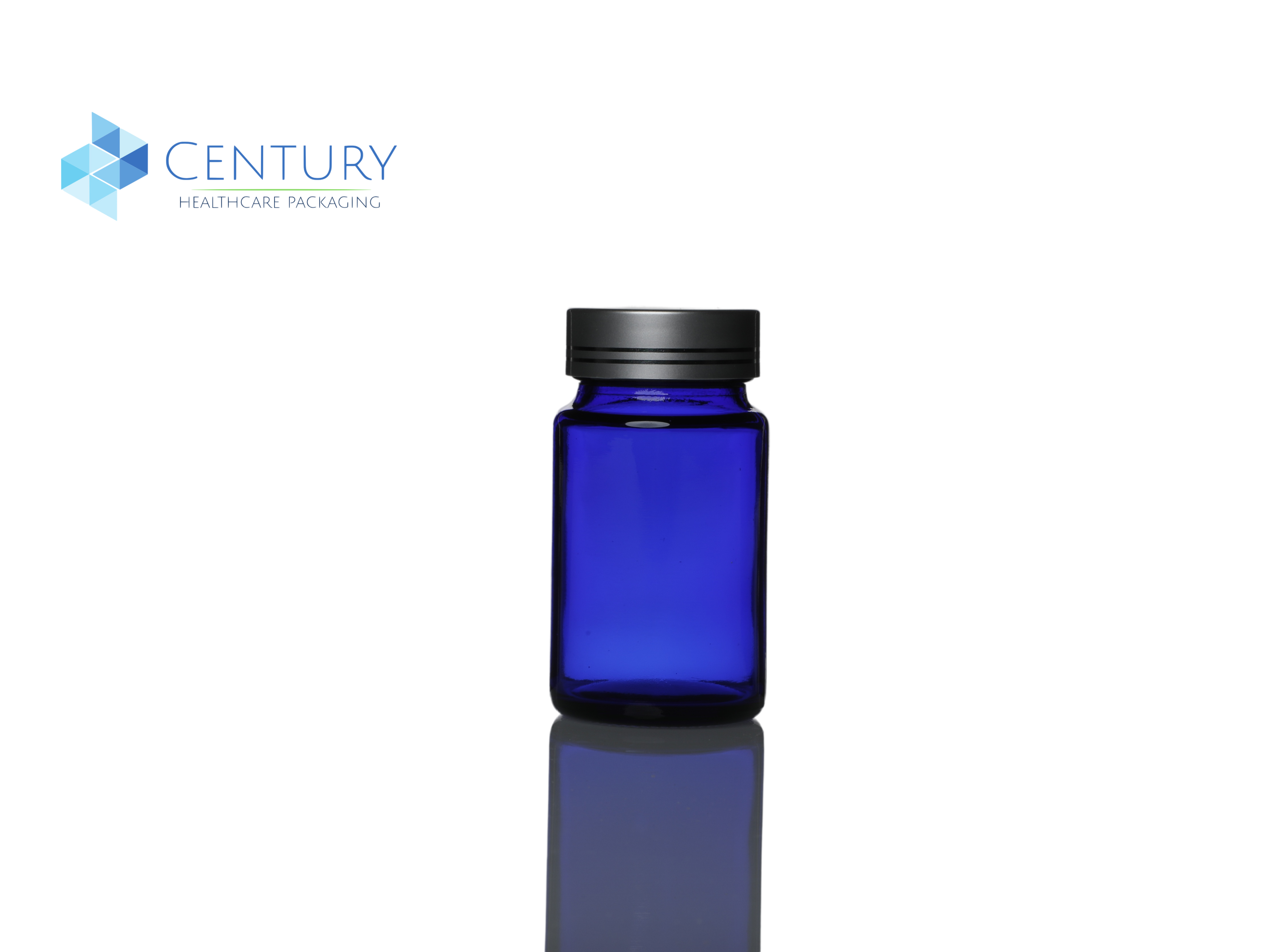 The blue 60ml tablet glass bottle