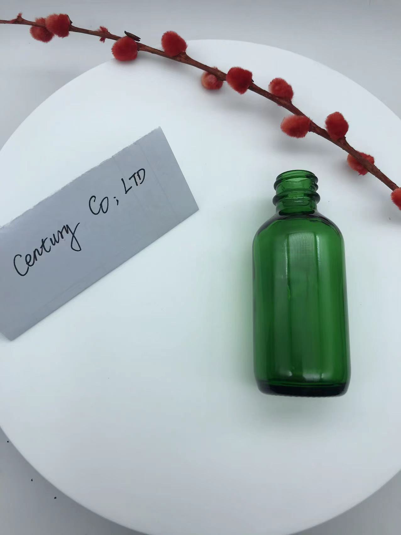 8 OZ Green Boston Round Glass Bottle