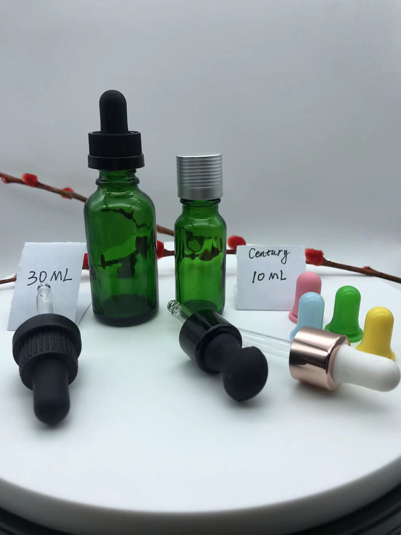 30ml green dropper glass bottle