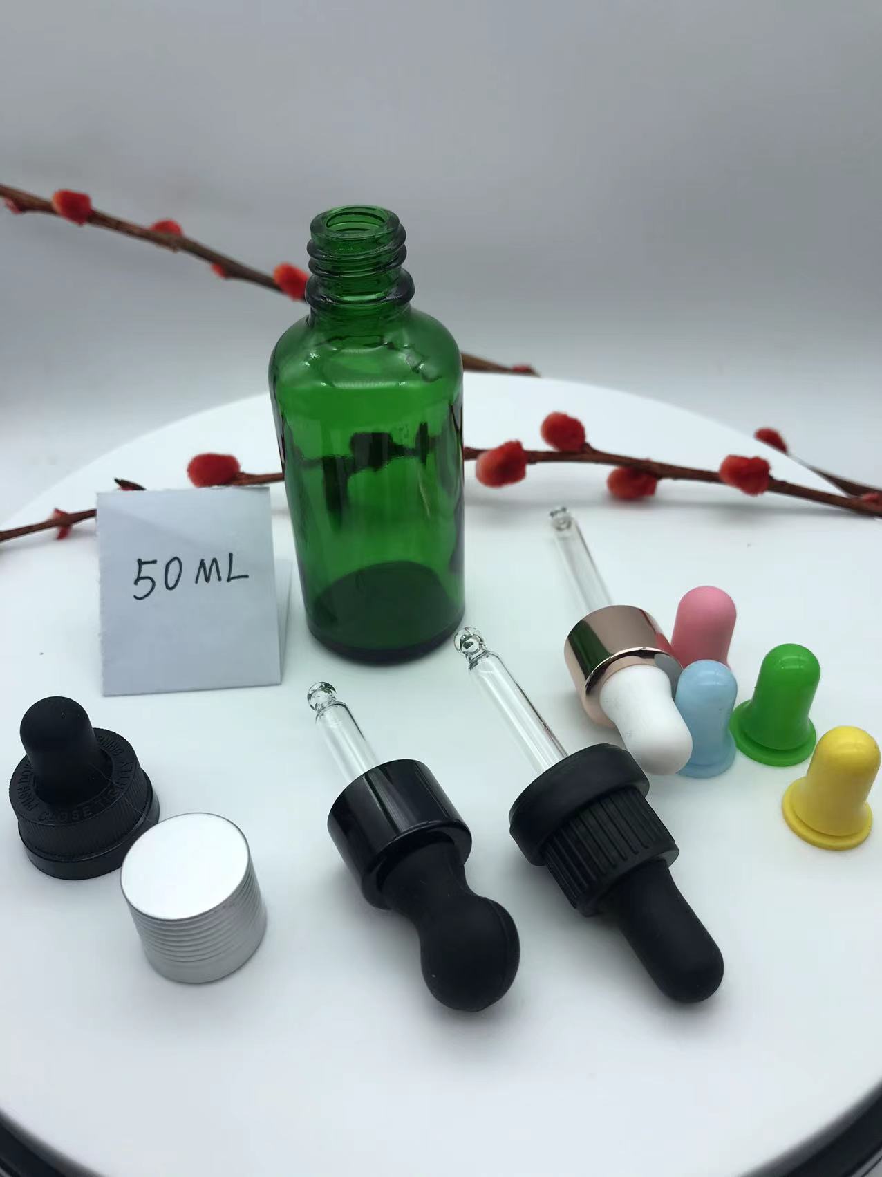 50ml green dropper glass bottle