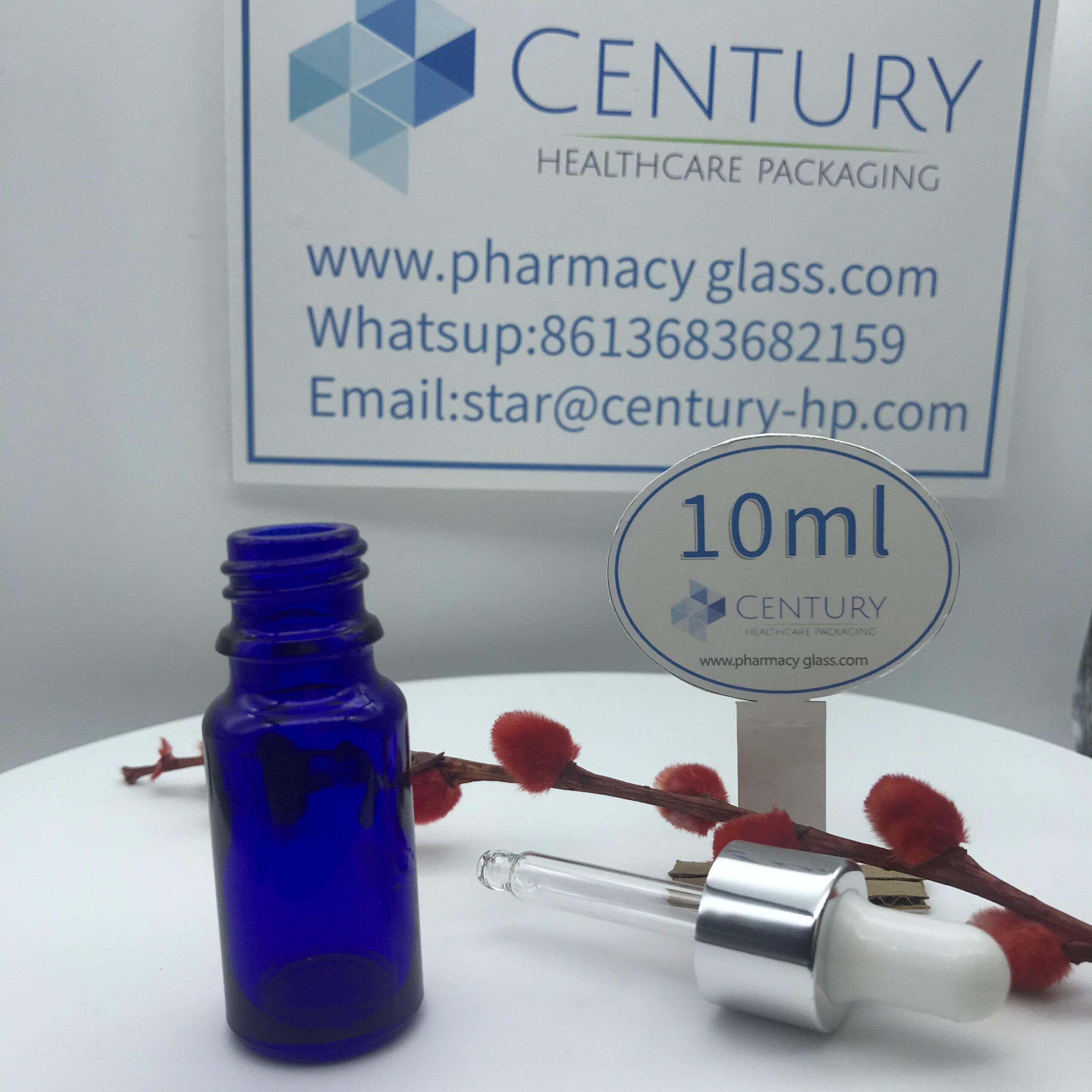 10ml blue dropper glass bottle and cap