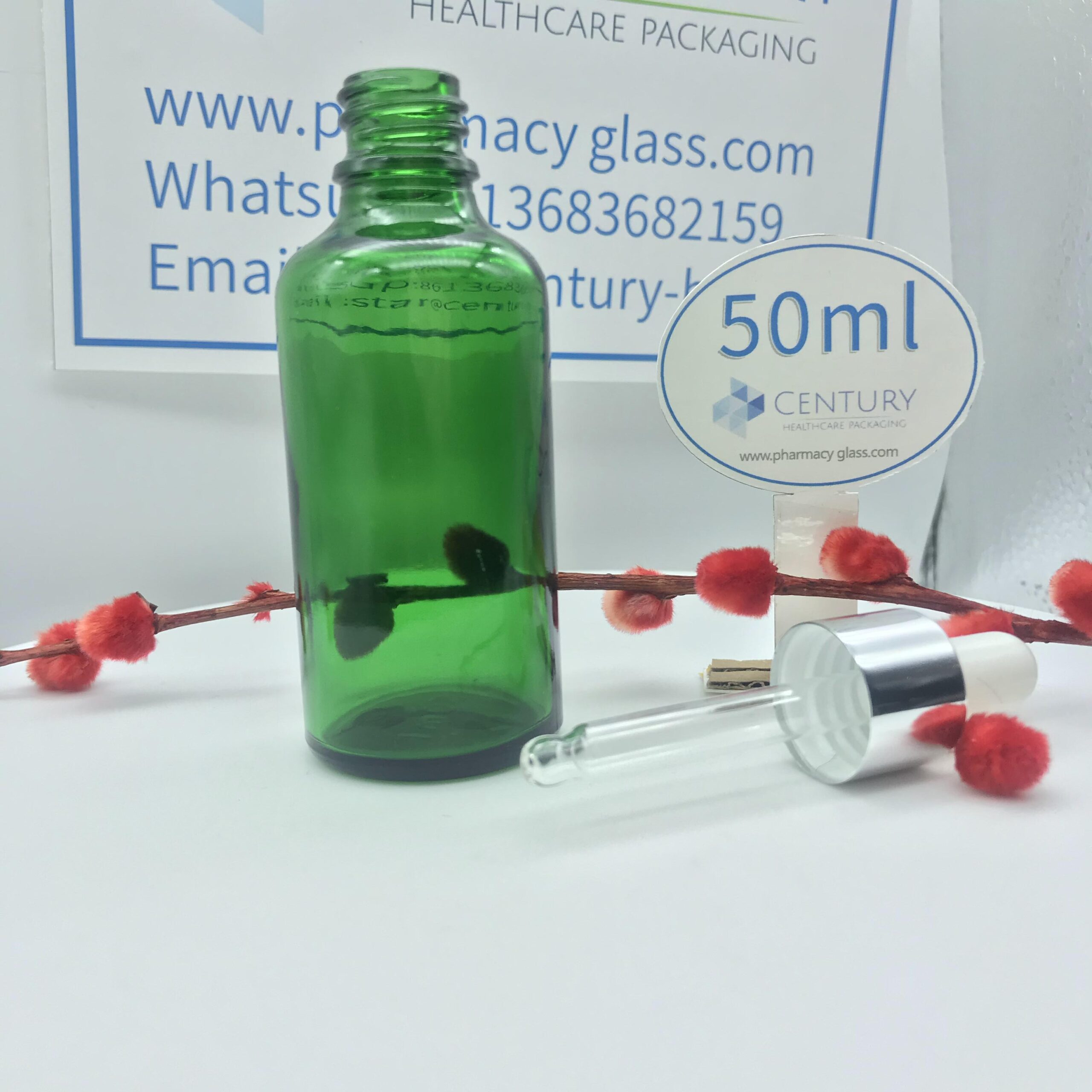 50ml Green Glass Bottle