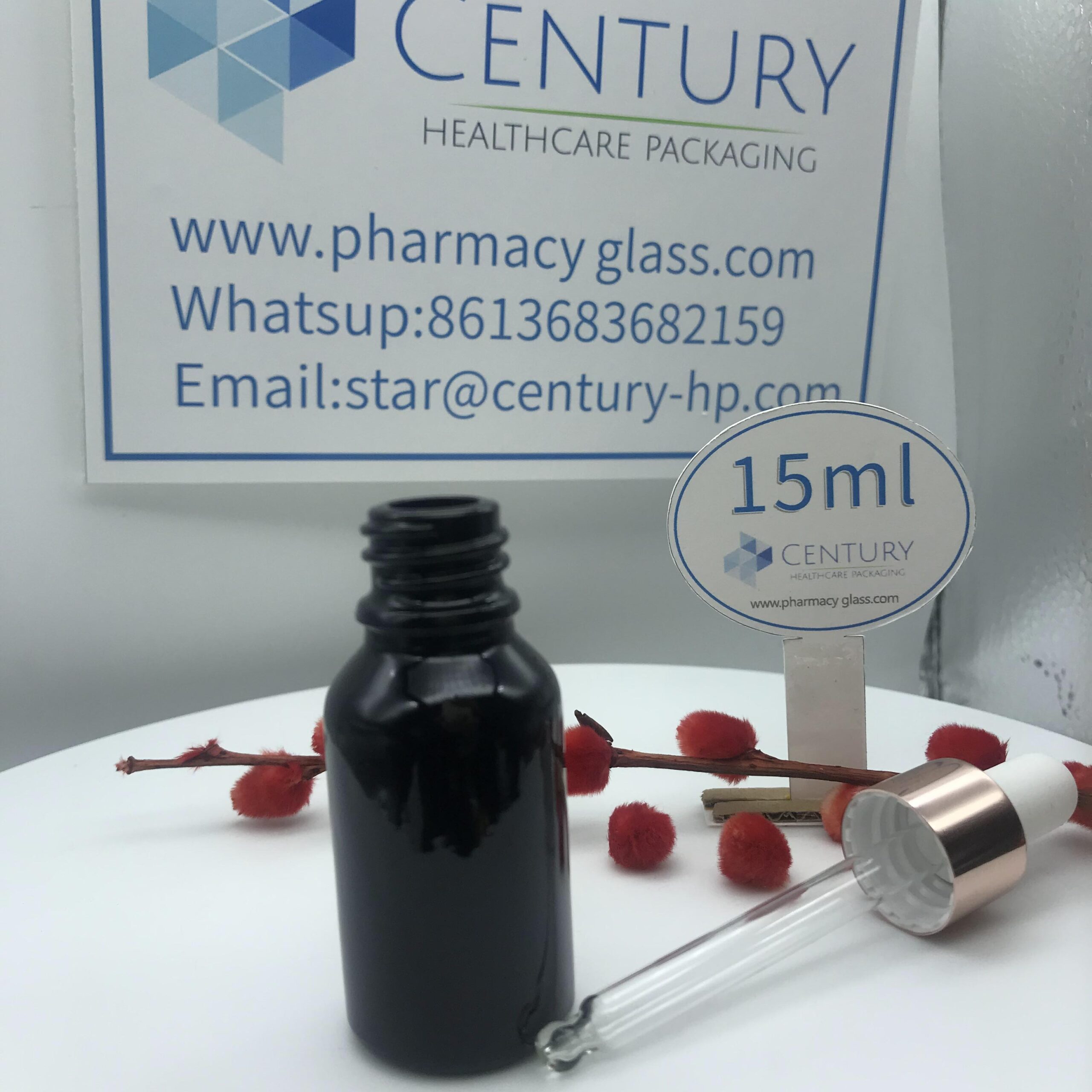 15ml Black Dropper Glass Bottle